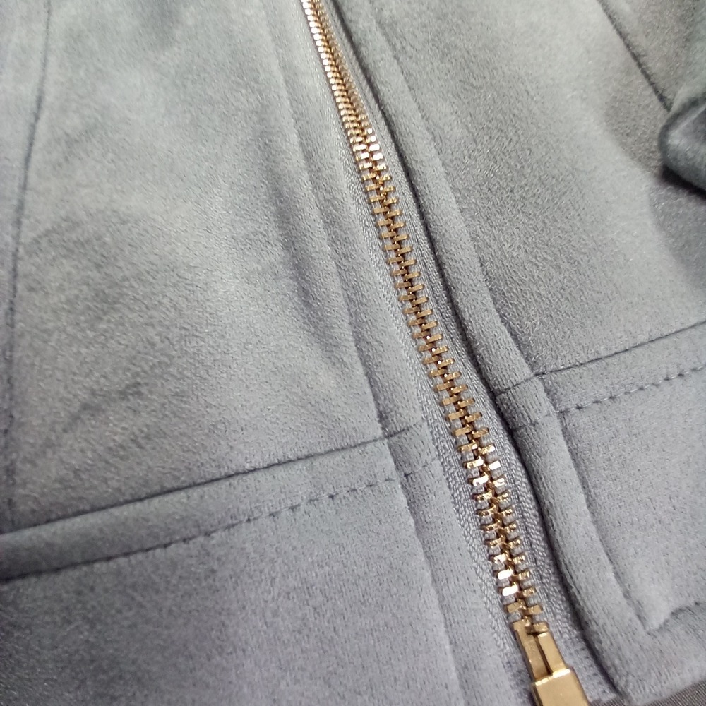 NWT Magaschoni Womens Faux Suede Leather Zip Up Jacket Light Blue Small - Picture 4 of 11